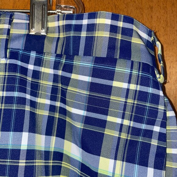 Jack Nicklaus Plaid Golf Shorts Size 40 Blue/Yellow Adjustable Waist - Picture 2 of 7